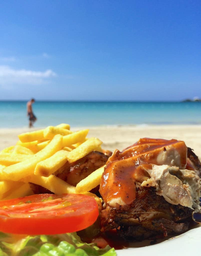 Jerk chicken on the beach