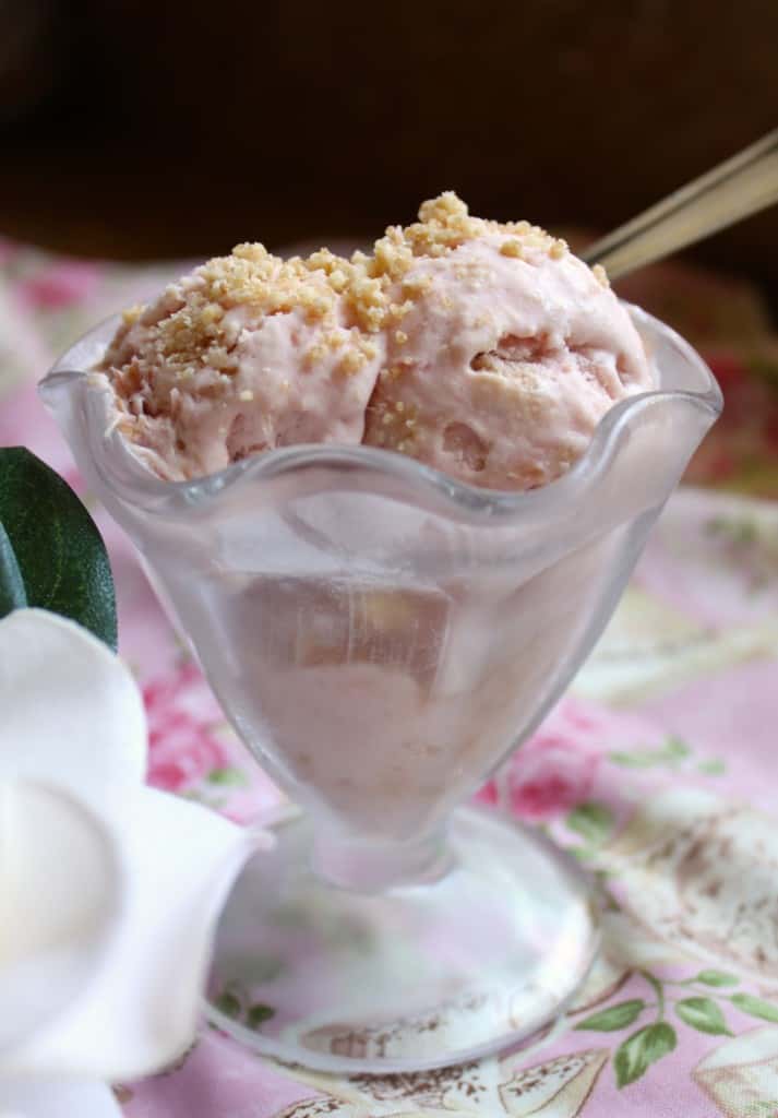 Delia's Rhubarb Ice Cream with crumble