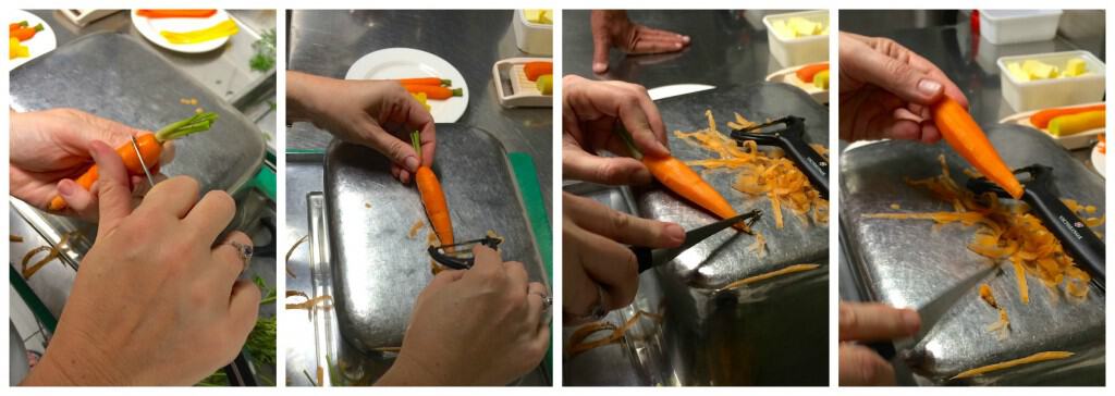 Christinas Cucina preparing baby carrots at Le Duo