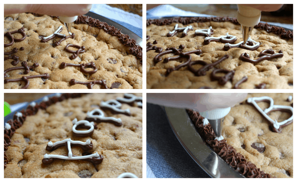 decorating chocolate chip cookie cake collage