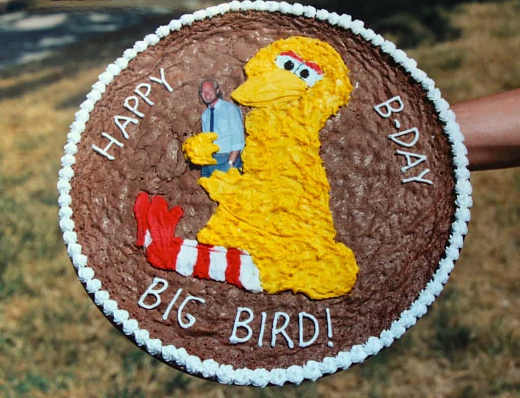 using a cookie cake recipe for a Big Bird Brownie cake