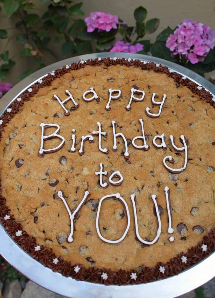 Happy Birthday to You on a chocolate chip Cookie cake by Christina's Cucina