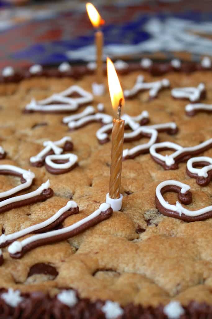 Candle on a birthday cookie cake