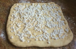 Belgian sugar pearls on dough