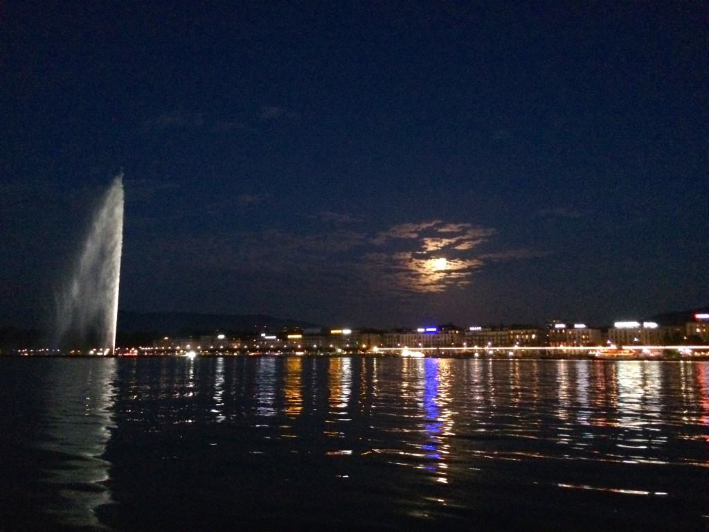 Full moon over Lake Geneva