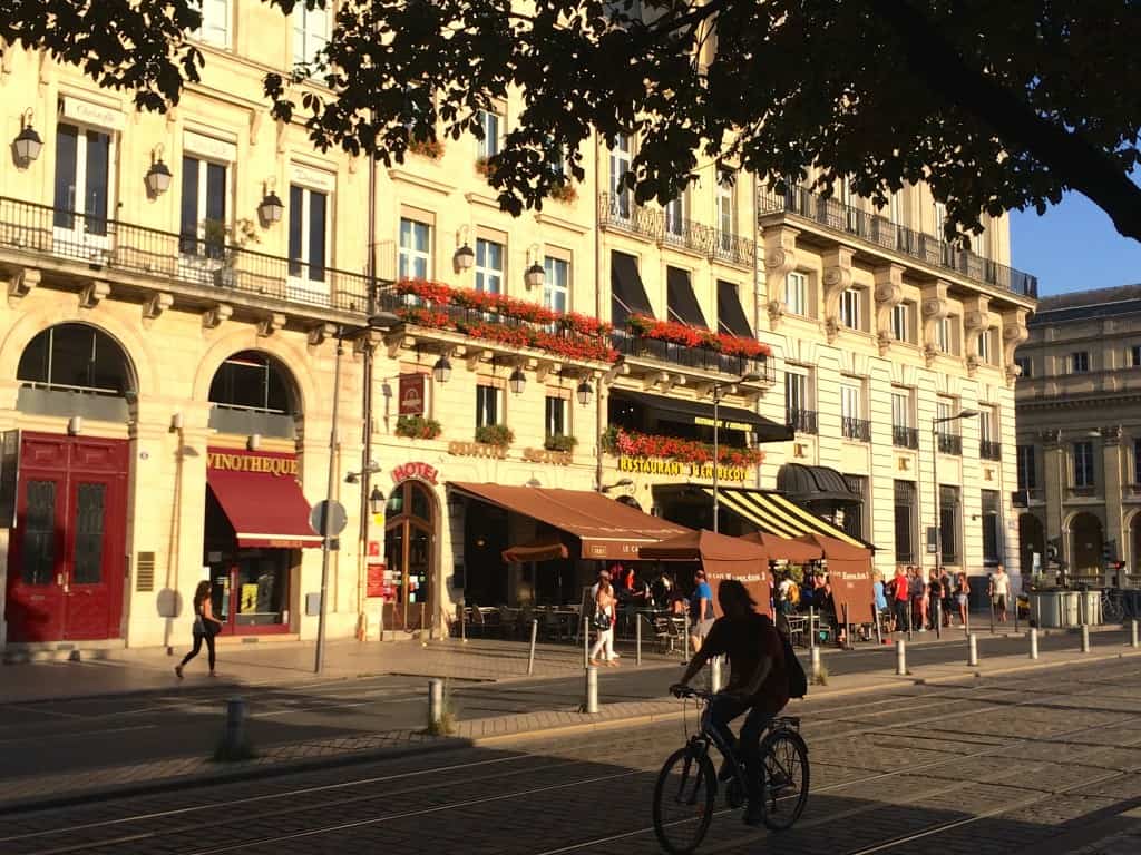 Cafe and cyclist