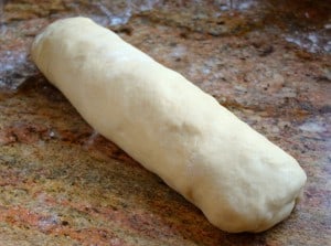 Rolled up dough for Belgian Waffles