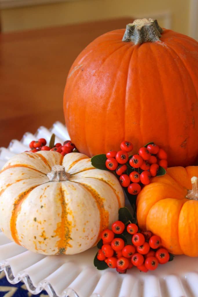 Pretty fall decorative centerpiece pumpkins