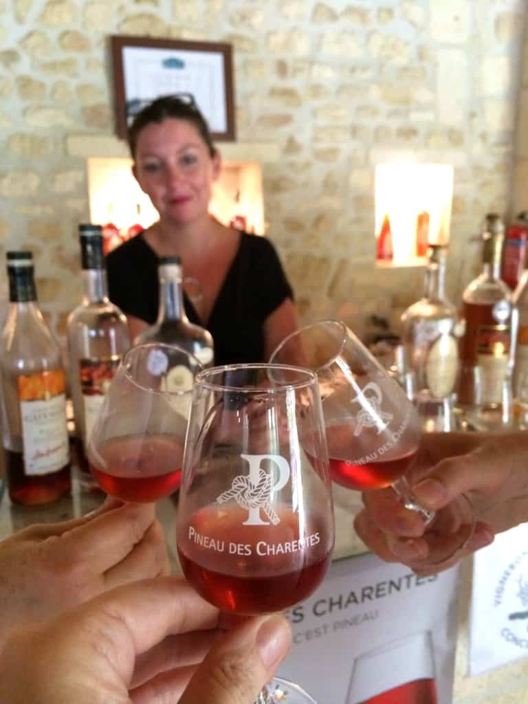 Toasting with Pineau at Chateau Guynot
