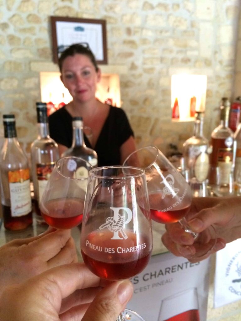 Toasting with Pineau at Chateau Guynot