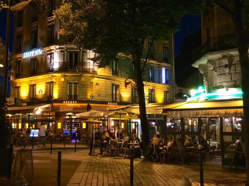 Montparnasse area of Paris at Night