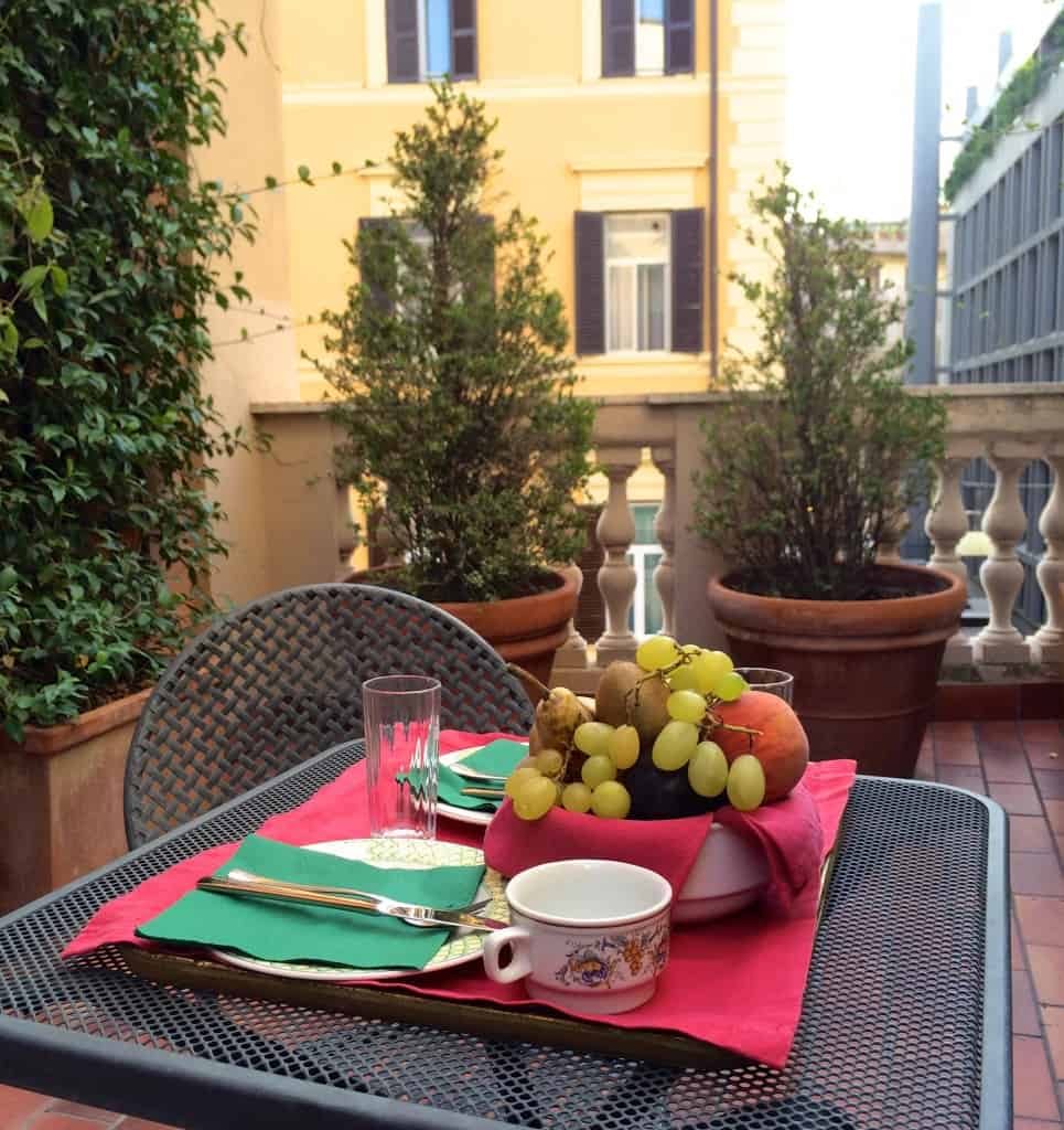 private terrace at Hotel Columbia in Rome