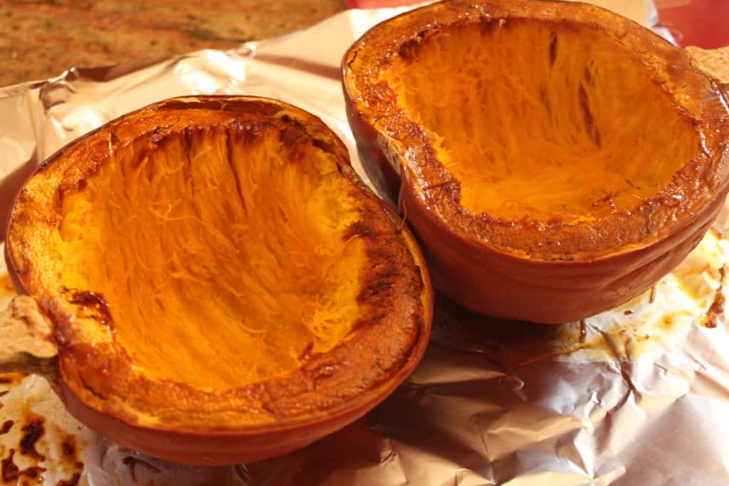 Roasted pumpkin out of the oven 