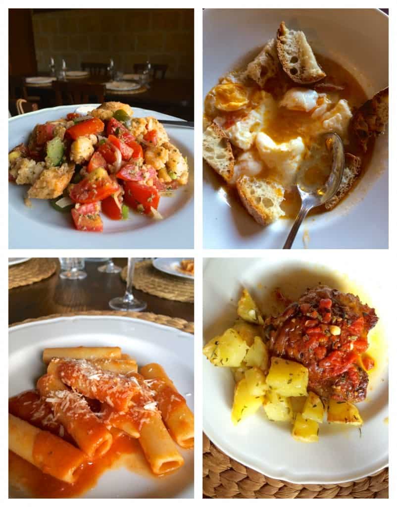 dishes of cucina povera food at Il Contadino