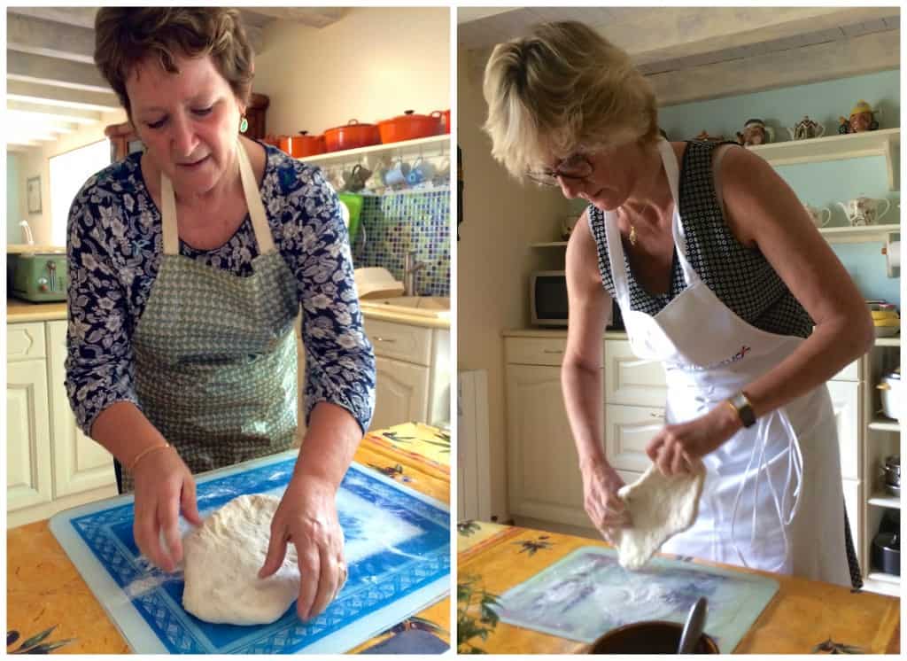 Karen and Jill making fougasse