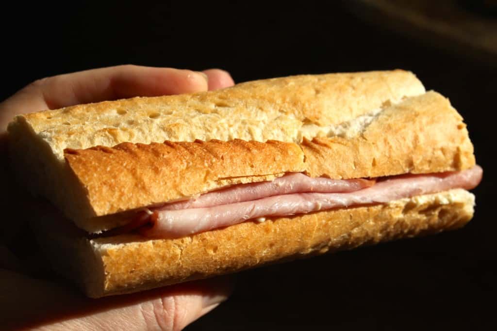 baguette with ham and butter (jambon beurre)