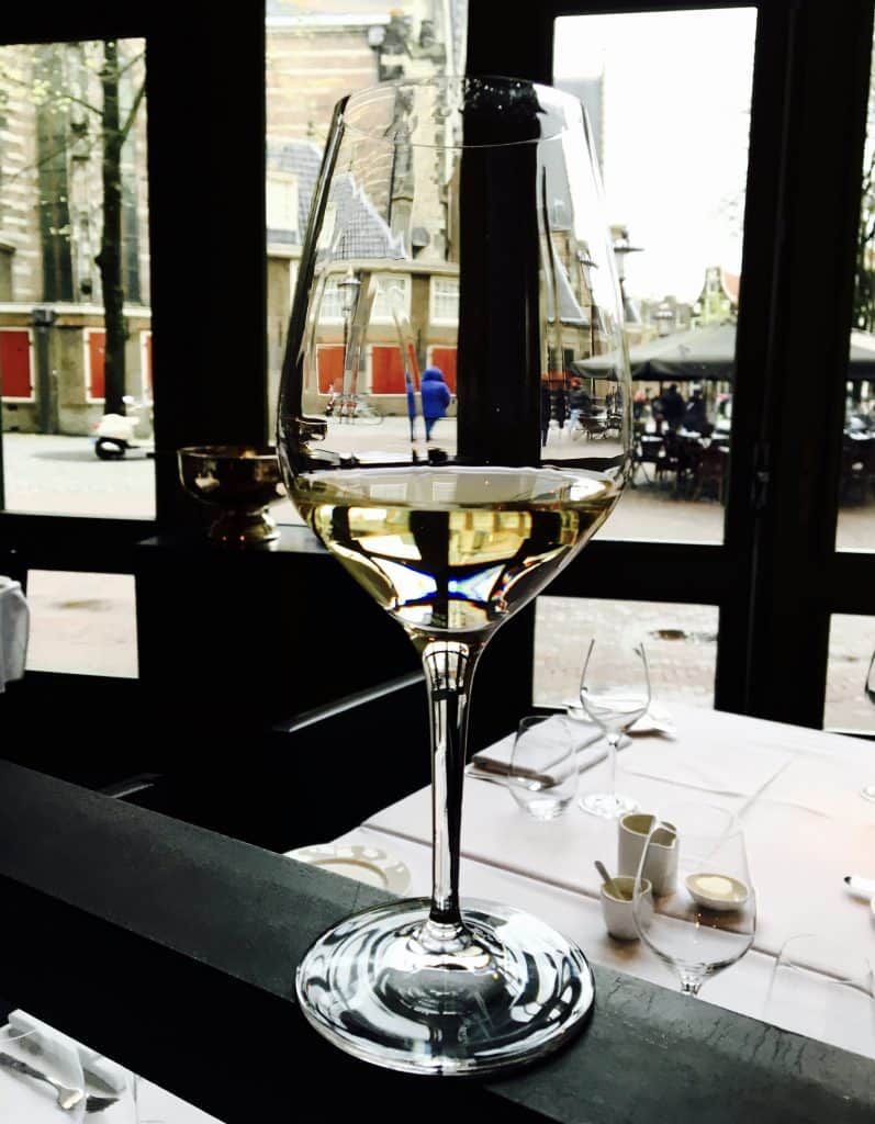 wine glass at restaurant anna