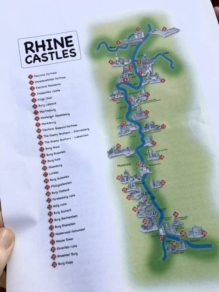 Map of the Castles in the UNESCO World Heritage Rhine Gorge