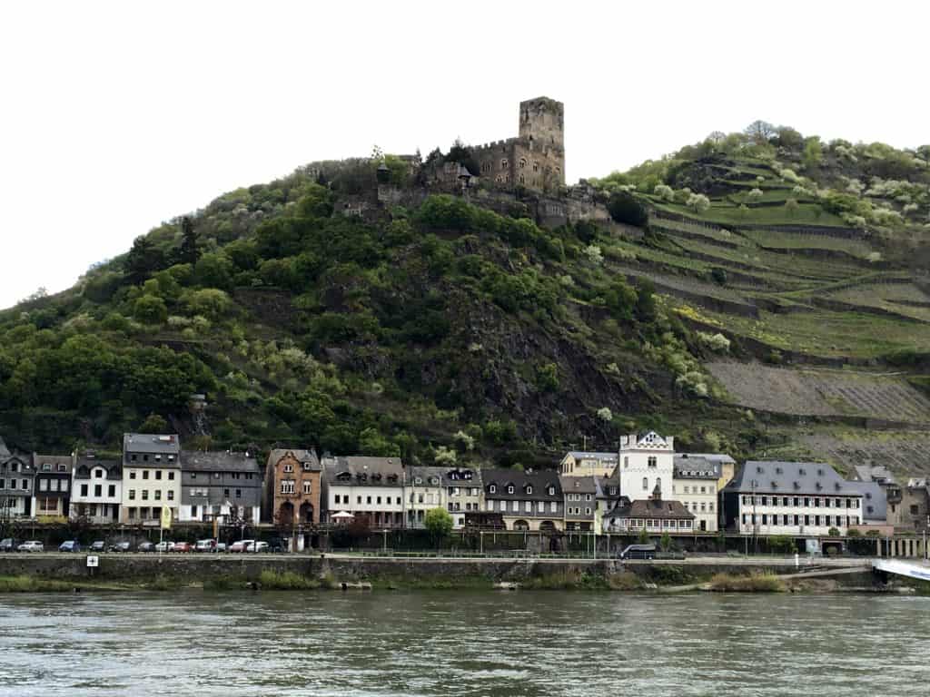 Old hotel and vineyards in Oberwesel, Germany