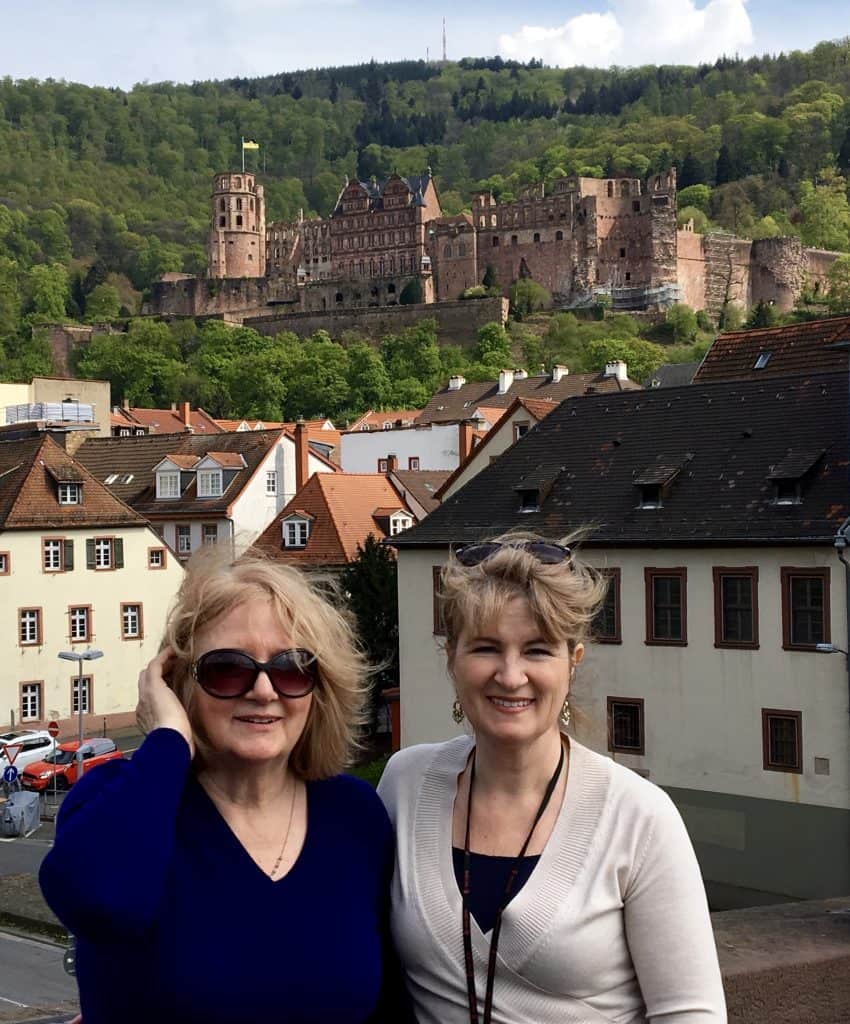 My mother and me on the old bridge with the castle as a backdrop.