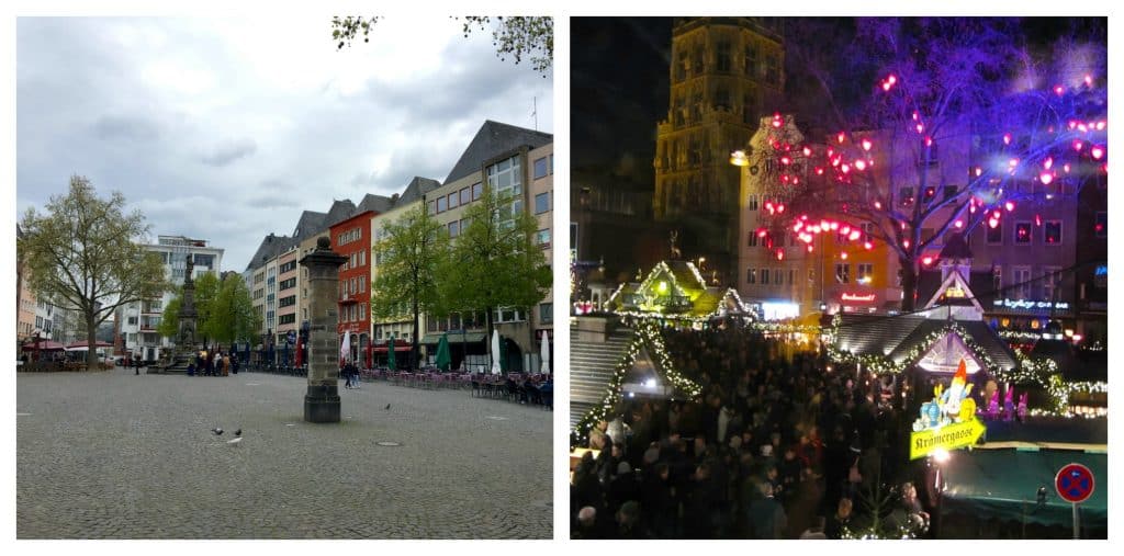 Square in Cologne with and without Christmas Markets
