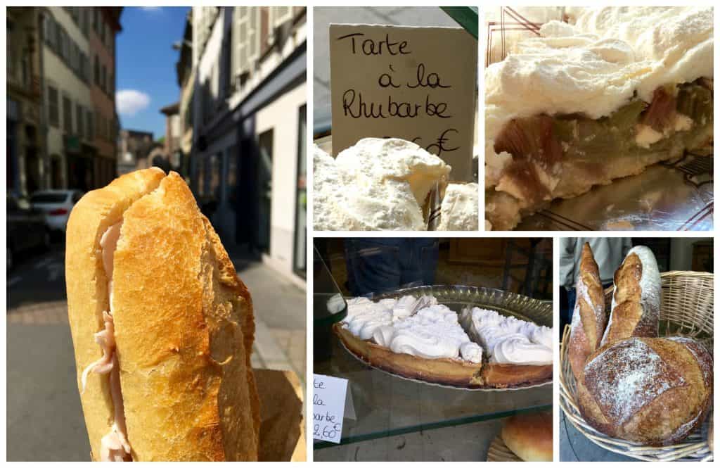 Rhubarb Tart and Jambon Beurre in Strasbourg, France.