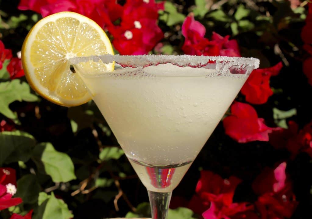 The Best Lemon Drop Martini Slush in a martini glass