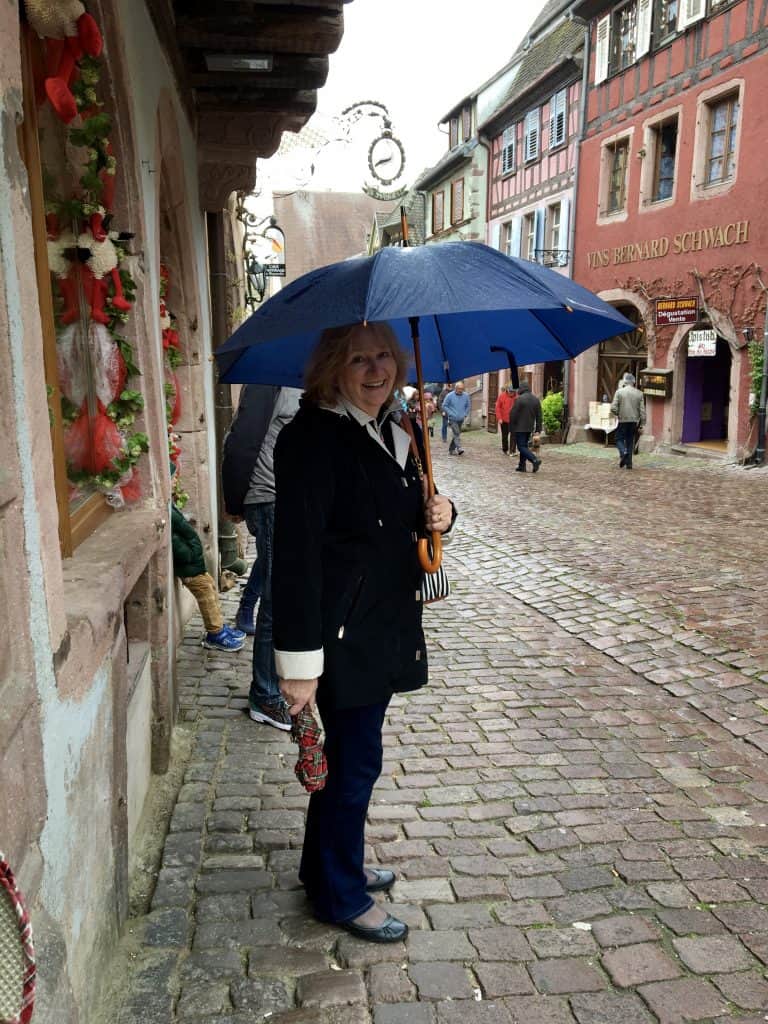 Rainy day in Riquewihr, France.
