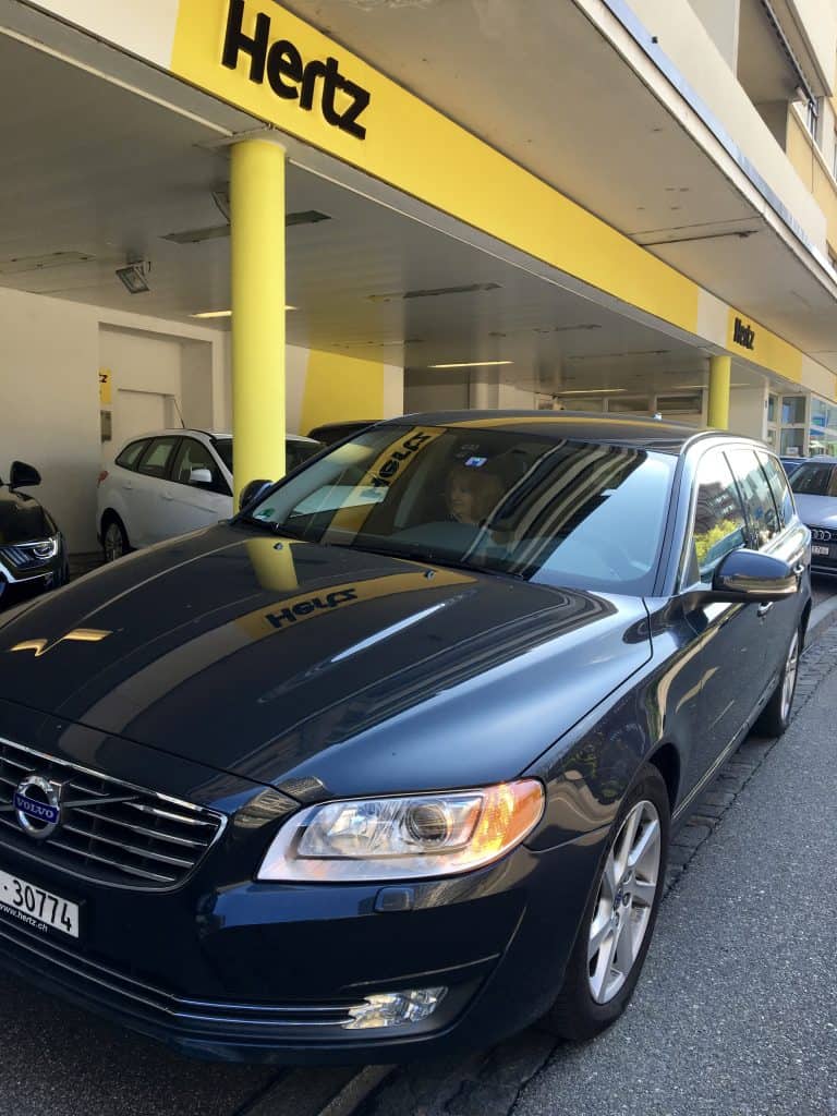 Picking up a Volvo at the Hertz office in Basel, Switzerland.