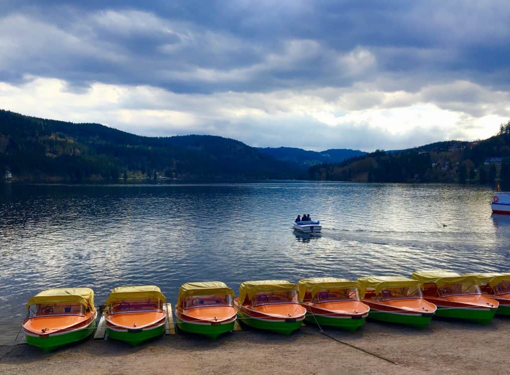 boats and view of Lake Titisee in Germany