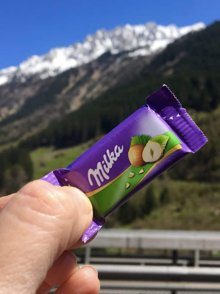 Milka chocolate bar in Switzerland.