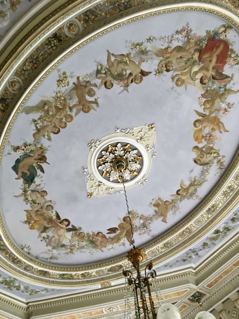 Ceiling in the breakfast room at the Grand Hotel Villa Serbelloni