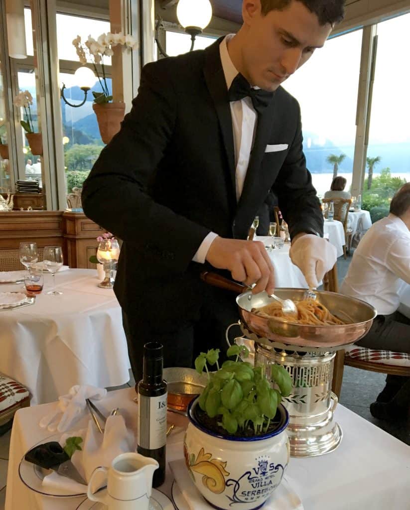 Daniele making my spaghetti at the Grand Hotel Villa Serbelloni