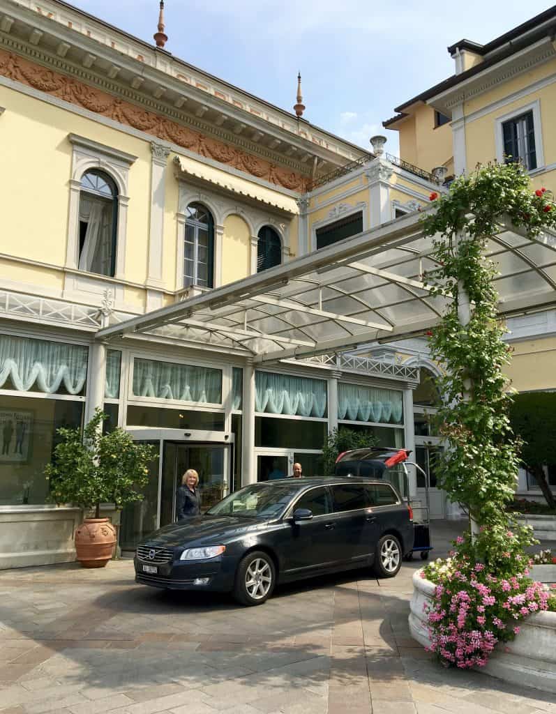 Arriving at the entrance to Grand Hotel Villa Serbelloni on Lake Como 