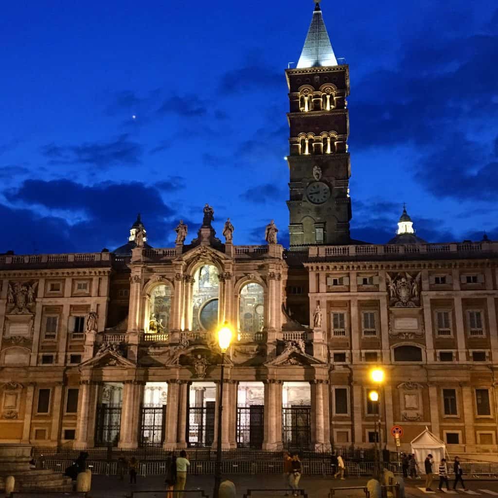 Basilica of Santa Maria Maggiore at night, Rome.