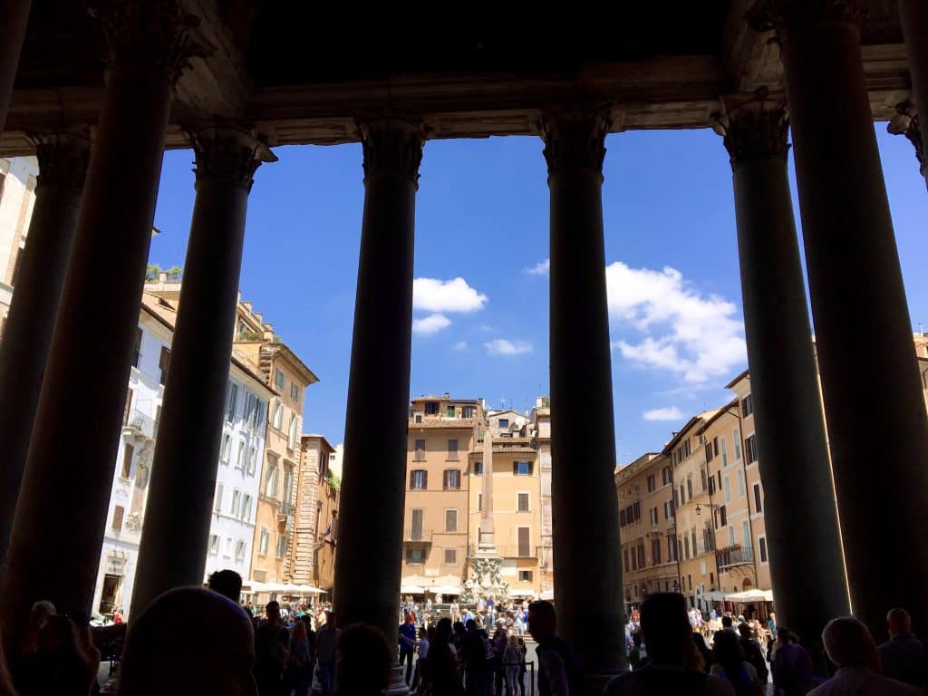 Looking out of the Pantheon.