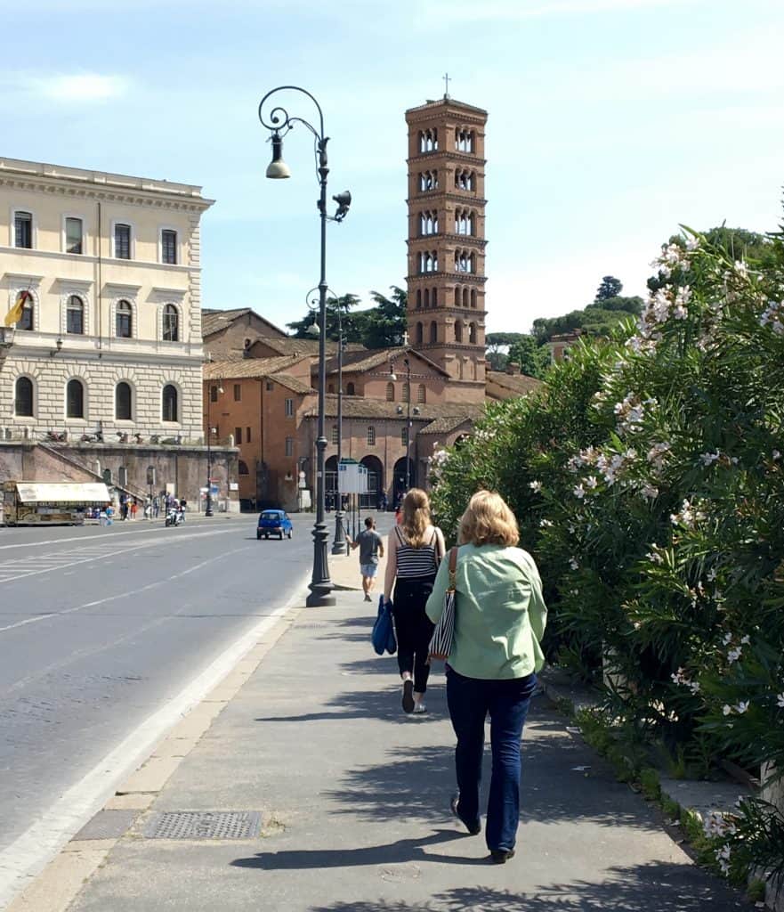 Walking to La Bocca della Verita in Rome