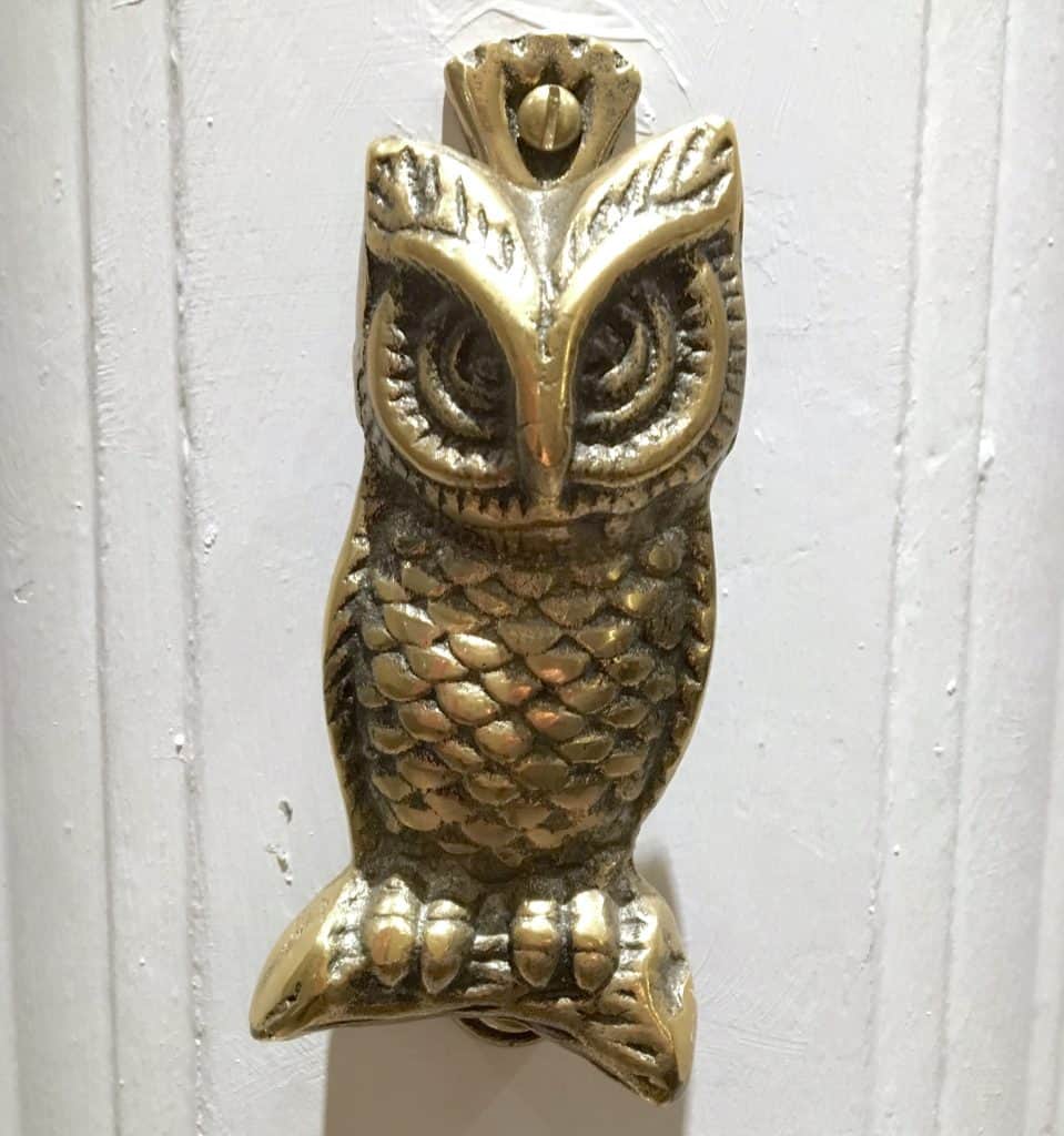 Owl door knocker on the JK Rowling Suite in the Balmoral Hotel in Edinburgh