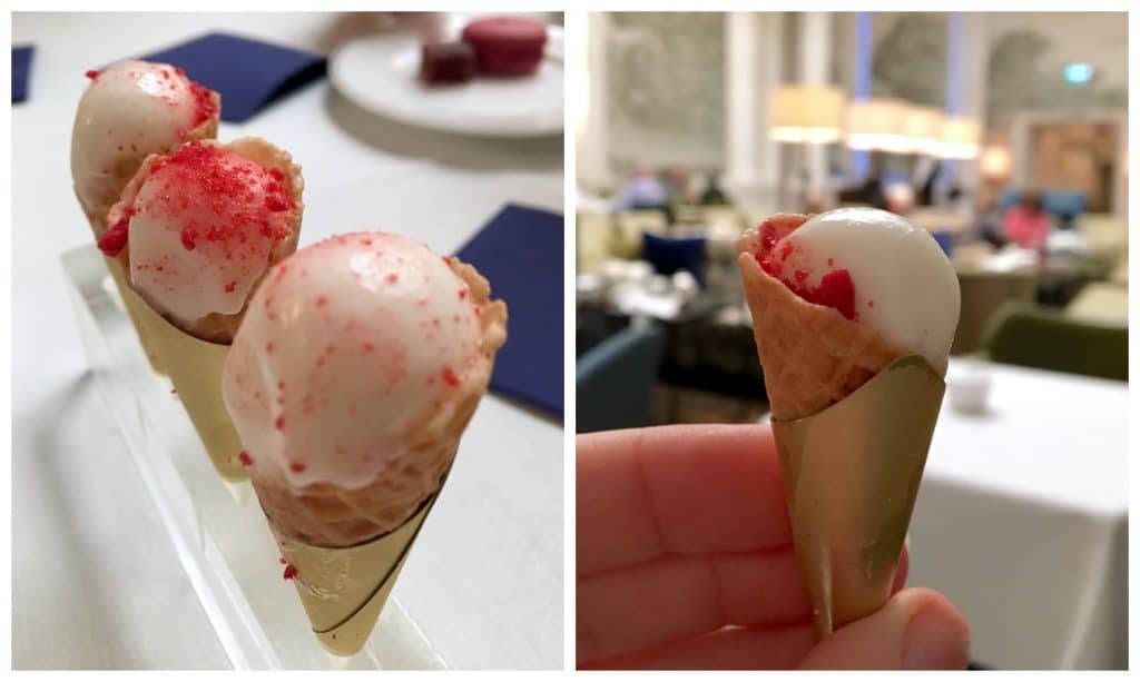 Miniature cones of sorbet at the Balmoral Hotel