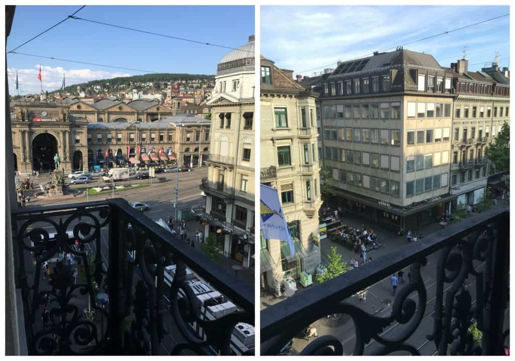 Balcony view from Hotel Schweizerhof in Zurich