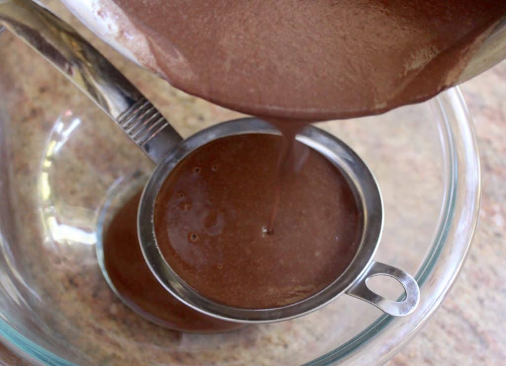 straining chocolate custard ice cream!