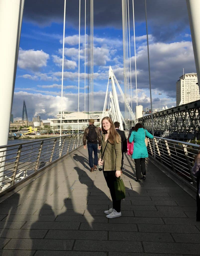 Crossing the Jubilee Bridge in London