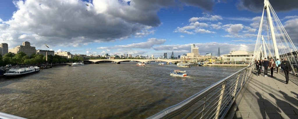 Walking of the Jubilee pedestrian bridge in London