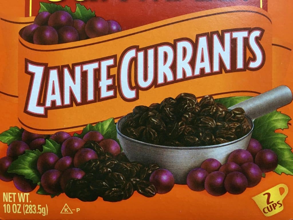 Box of Zante currants, NOT blackcurrants!