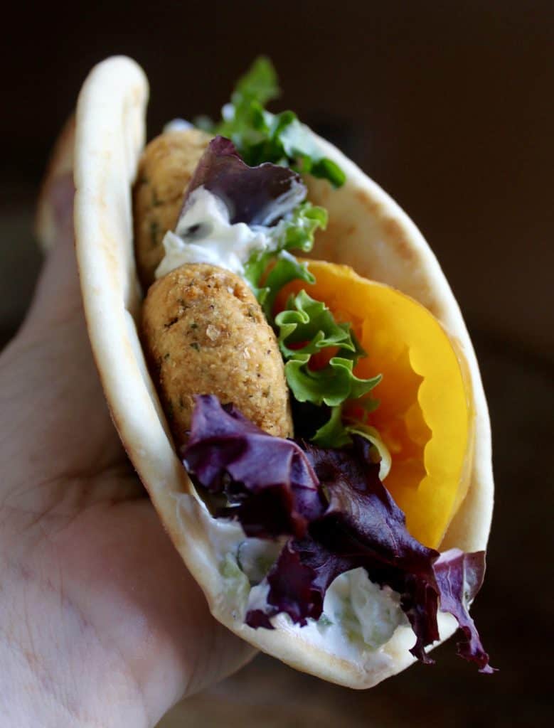 Homemade gluten free falafel mix falafel served in a pita