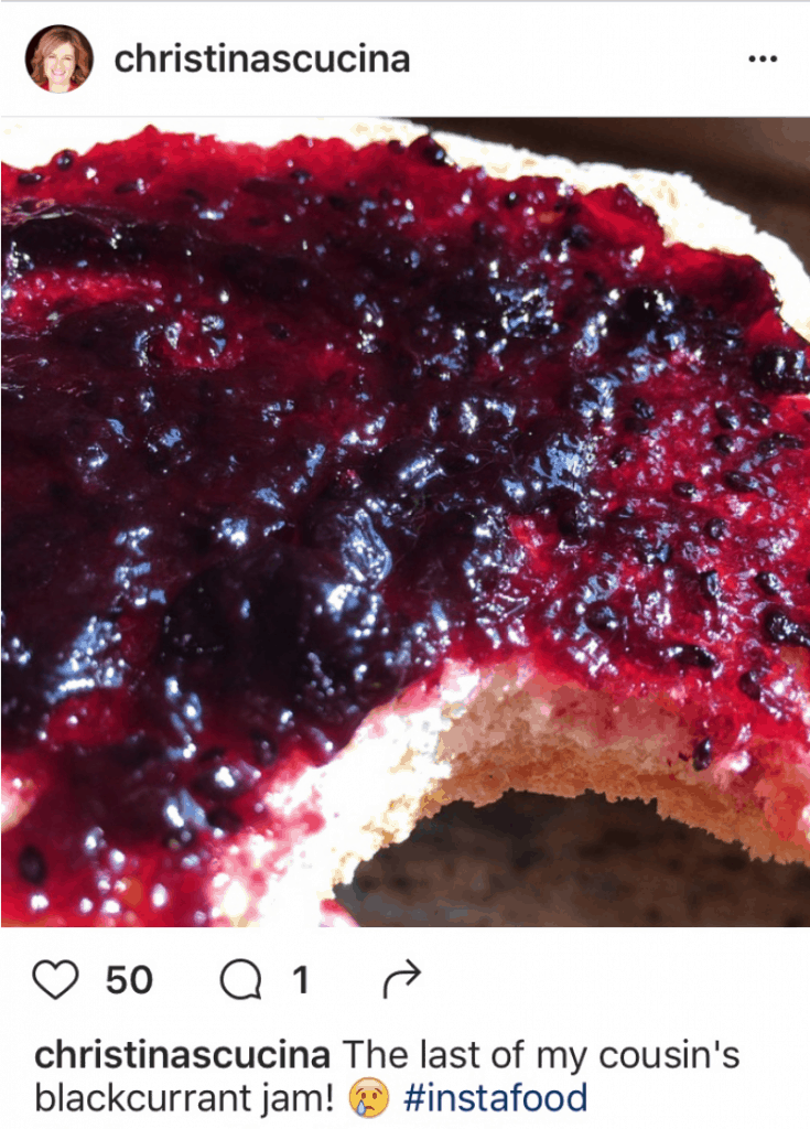 My farewell to my cousin's blackcurrant jam on Instagram