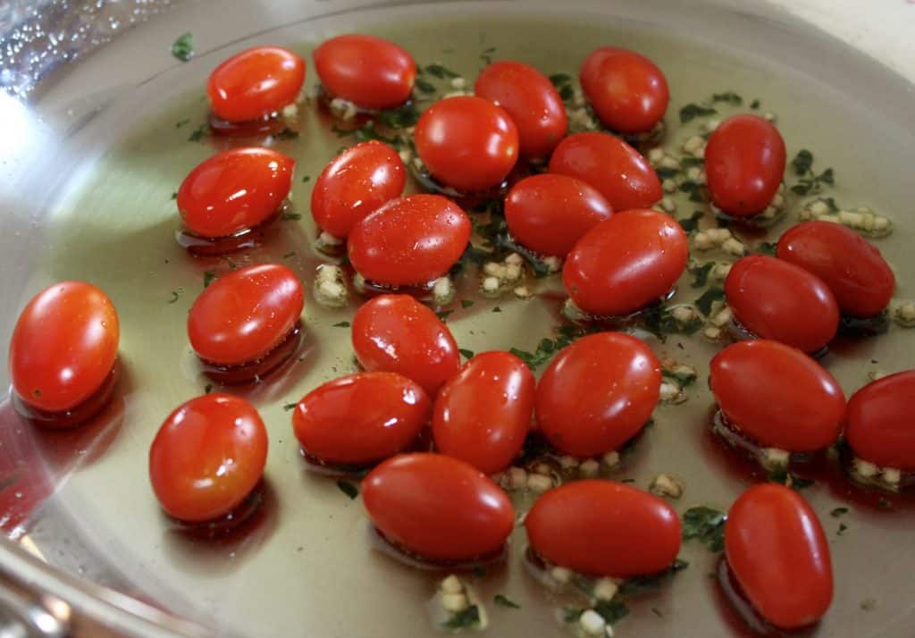 Cooking tomatoes in a Lagostina skillet.