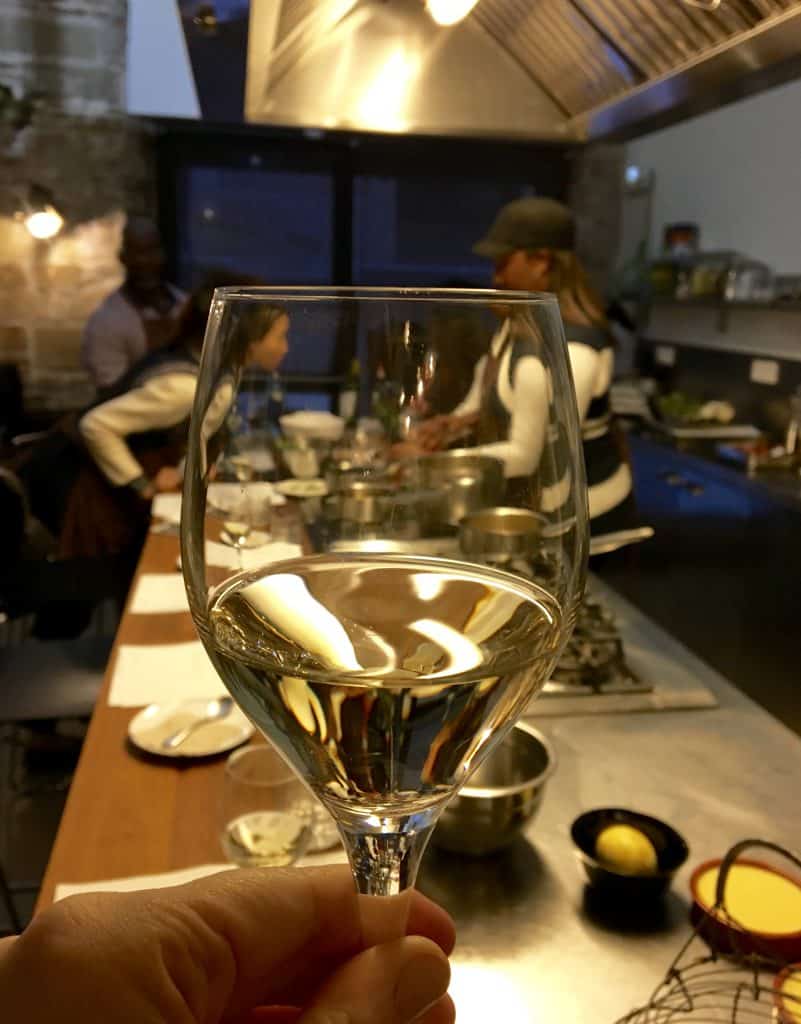 Glass of wine at Cook & Taste, cooking lessons in Barcelona