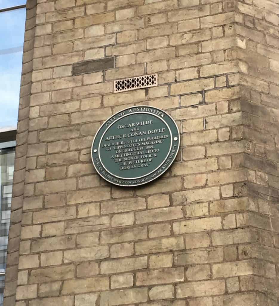 Plaque outside The Langham, London