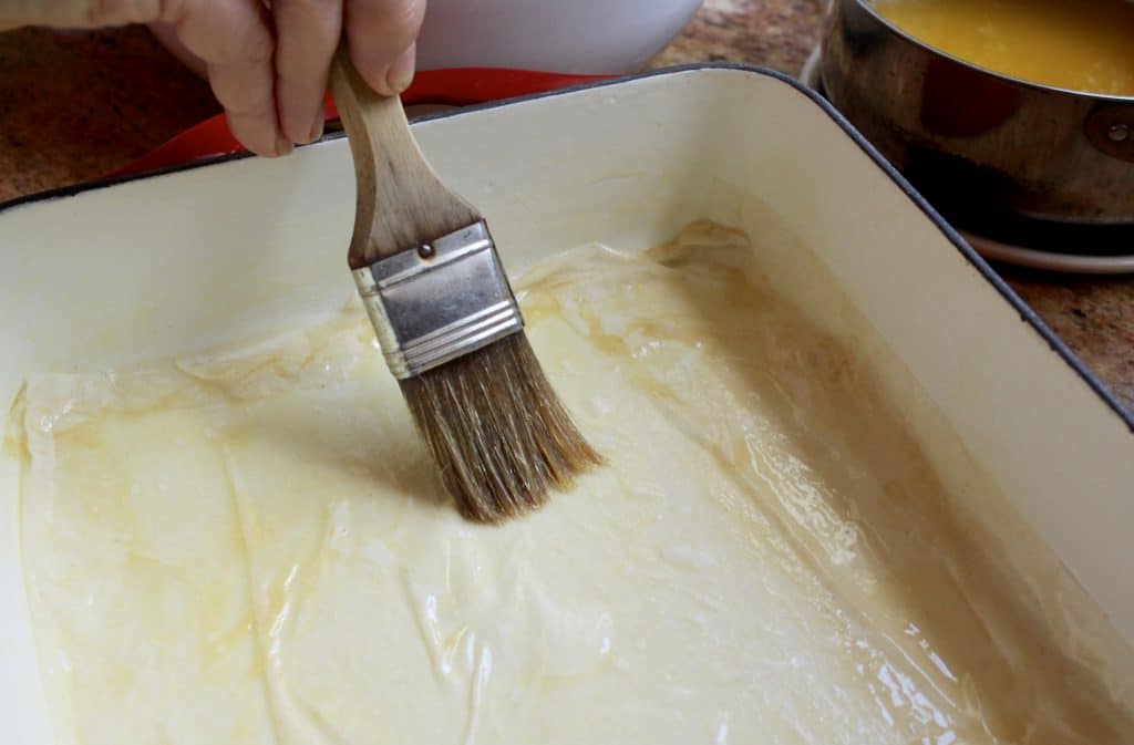 buttering phyllo dough